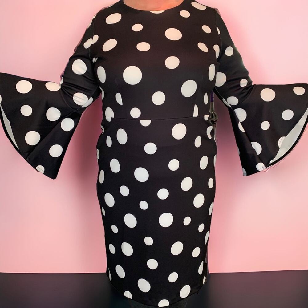 Polka Dot Dress Size 18 NEW ELOQUII Scuba Dress Black and White - Picture 6 of 15